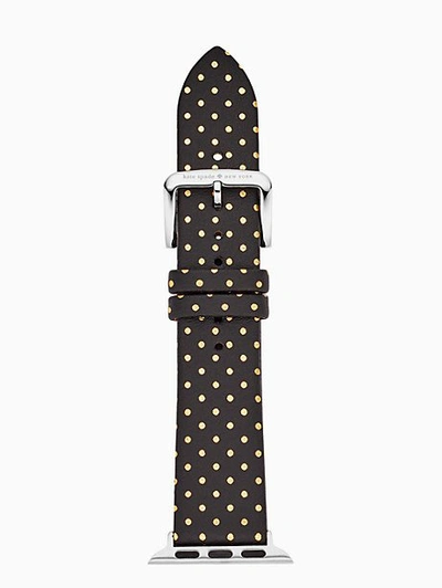 Shop Kate Spade Black Dot Leather 38/40mm Apple Watch® Strap In Metallic Dot