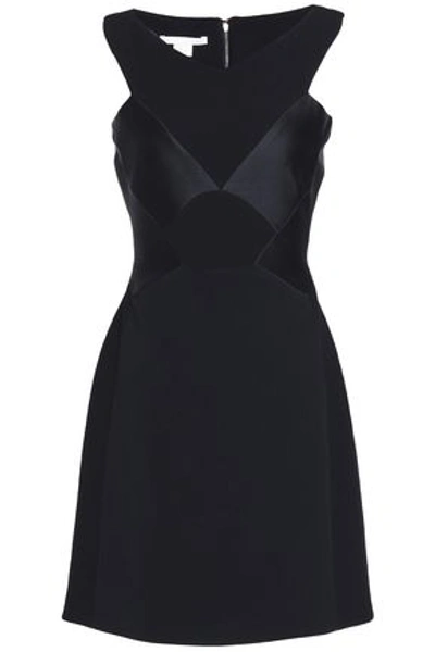 Shop Antonio Berardi Satin-paneled Crepe Mini Dress In Black
