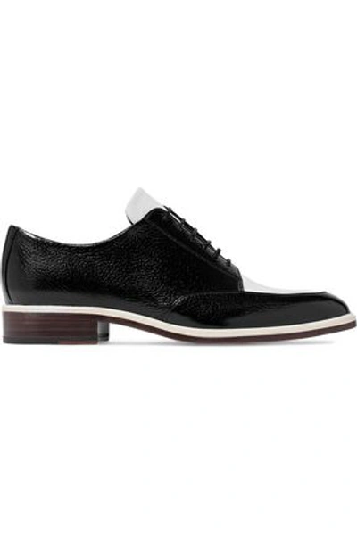 Shop Lanvin Woman Two-tone Leather Brogues Black