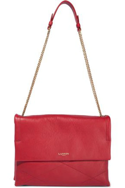 Shop Lanvin Woman Chain-trimmed Leather Shoulder Bag Brick