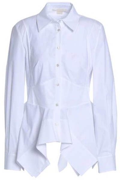 Shop Antonio Berardi Woman Stretch-cotton Poplin Peplum Shirt White