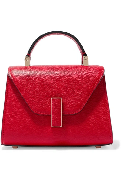 Shop Valextra Iside Micro Textured-leather Shoulder Bag In Red