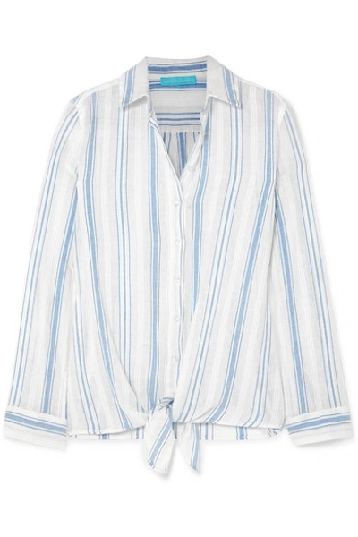 Shop Melissa Odabash Inny Striped Cotton-gauze Shirt In Blue