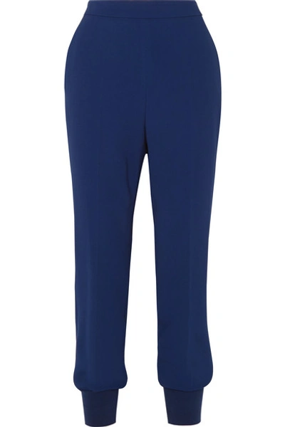 Stella Mccartney Julia High-rise Tapered Crepe Trousers In Blue