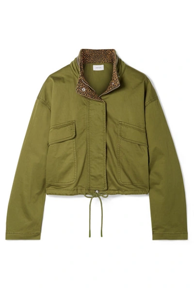 Shop Current Elliott The Cropped Infantry Cropped Cotton-blend Jacket In Green