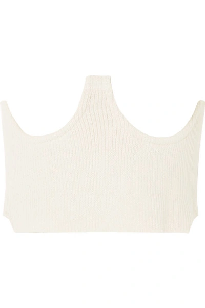 Shop Orseund Iris Ribbed-knit Corset In Cream