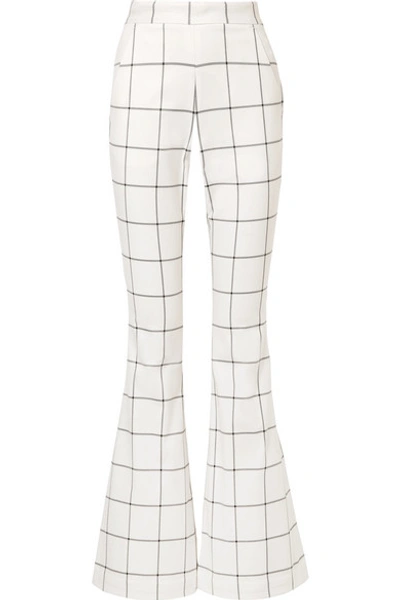Shop Rebecca Vallance Pierre Checked Twill Flared Pants In Ivory