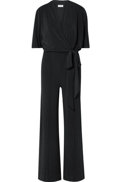 Shop By Malene Birger Zhou Belted Wrap-effect Stretch-jersey Jumpsuit In Black