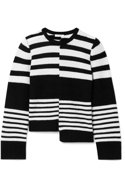 Shop Equipment Elm Asymmetric Striped Ribbed Cashmere Sweater In Black