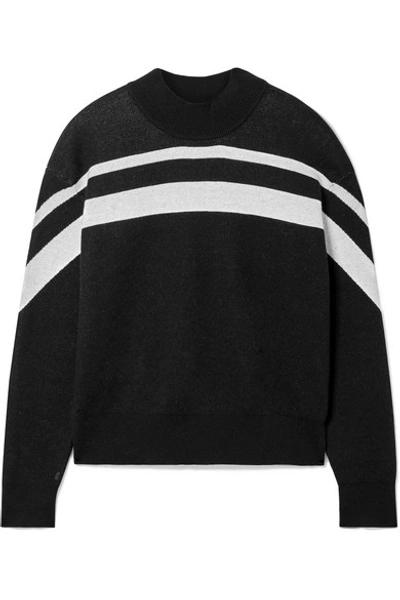 Shop Atm Anthony Thomas Melillo Striped Cotton-blend Sweater In Black