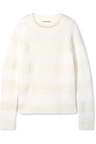 Shop Alexander Wang T Striped Wool-blend Sweater In White