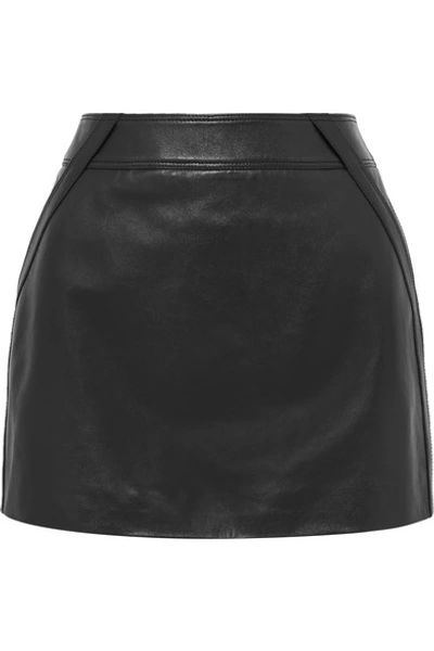 Shop Saint Laurent Leather Mini Skirt In Black
