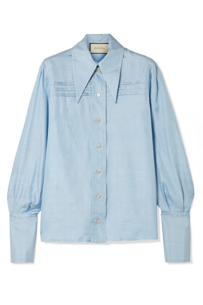 Shop Gucci Pintucked Silk-georgette Shirt