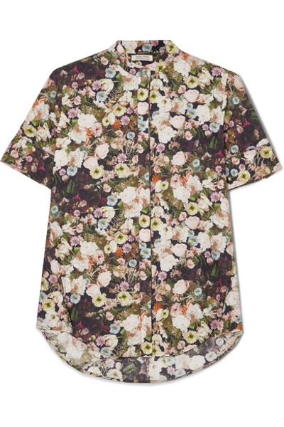 Shop Adam Lippes Floral-print Cotton-poplin Shirt In Black