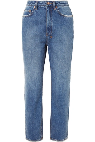 Shop Ksubi Chlo Wasted Cropped High-rise Straight-leg Jeans In Mid Denim