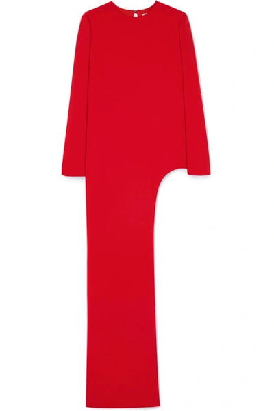 Shop Semsem Sarah Asymmetric Silk-crepe Tunic In Red