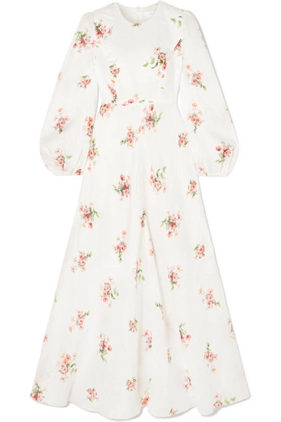 Shop Zimmermann Heathers Floral-print Cotton-voile Maxi Dress In White