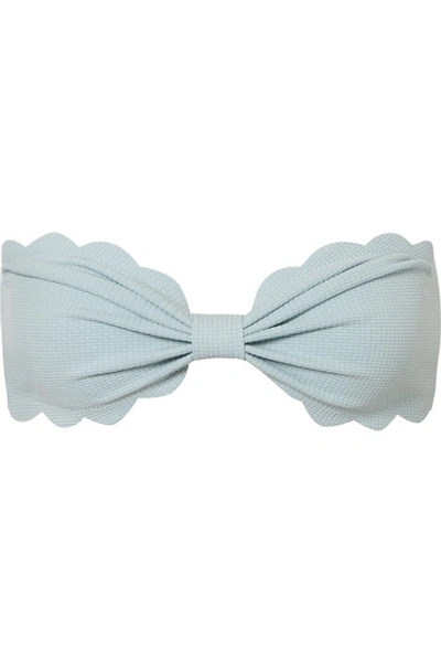 Shop Marysia Antibes Scalloped Bandeau Bikini Top In Sky Blue