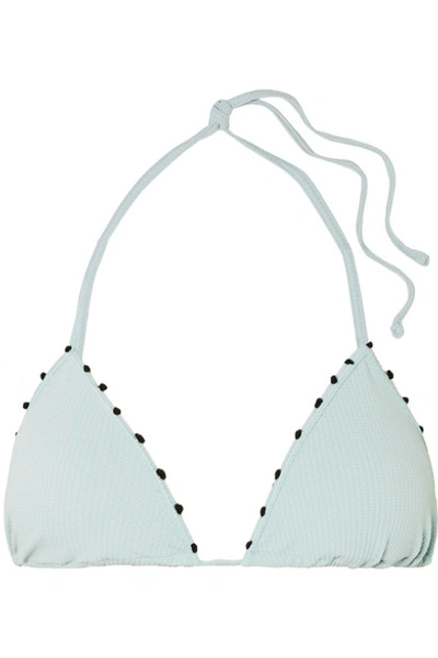 Shop Marysia St Tropez Knotted Triangle Bikini Top In Light Blue