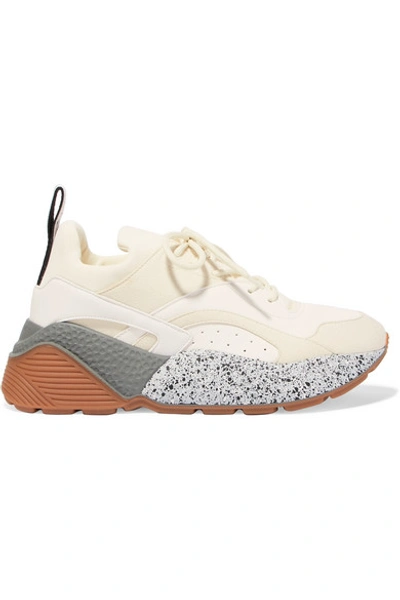 Shop Stella Mccartney Eclypse Neoprene-trimmed Faux Leather And Suede Sneakers In Beige