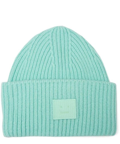 Shop Acne Studios Pansy S Face Wool Beanie Hat In Green