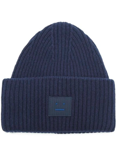 Shop Acne Studios Pansy Face Wool Beanie Hat