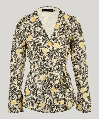 Proenza Schouler Paisley Floral Wrap Top In Beige ModeSens