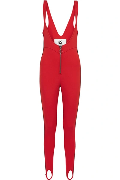 Shop Cordova The Vail Striped Stirrup Ski Suit In Red