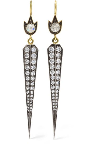 Shop Sylva & Cie 18-karat Gold, Sterling Silver And Diamond Earrings