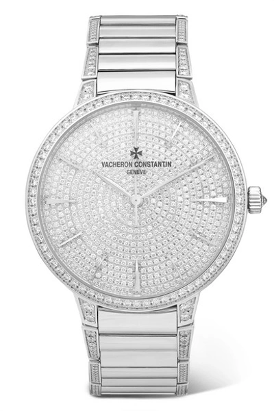 Shop Vacheron Constantin Patrimony 36.5mm Small 18-karat White Gold Diamond Watch