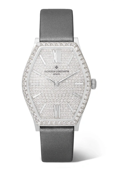 Shop Vacheron Constantin Malte 28.4mm Small 18-karat White Gold, Satin And Diamond Watch