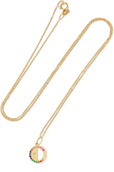 Shop Andrea Fohrman Half Moon 18-karat Gold Multi-stone Necklace