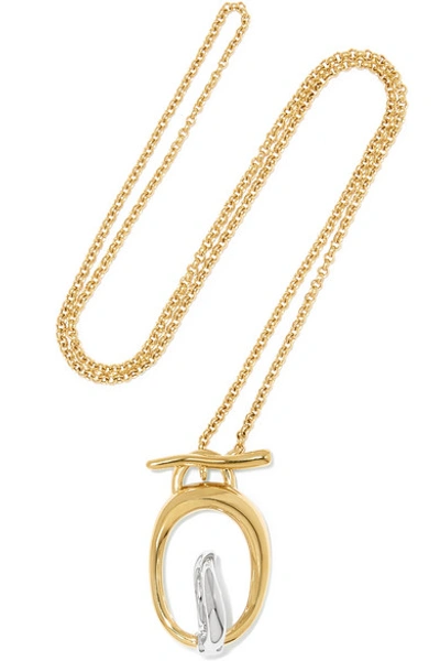 Shop Charlotte Chesnais Turtle Gold Vermeil And Silver Necklace