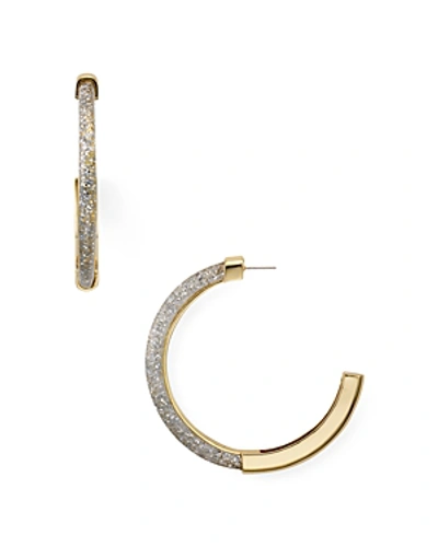Shop Rebecca Minkoff Glitter Resin Hoop Earrings In Silver/gold