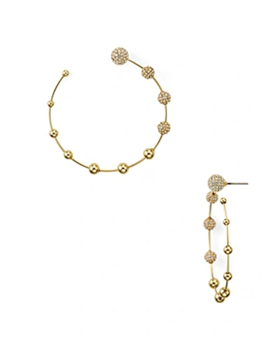 Shop Rebecca Minkoff Pave Sphere Open Frontal Hoop Earrings In Gold