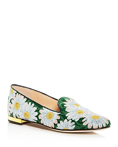 Shop Charlotte Olympia Women's Fabri Floral-embroidered Smoking Slippers In Yellow Multi