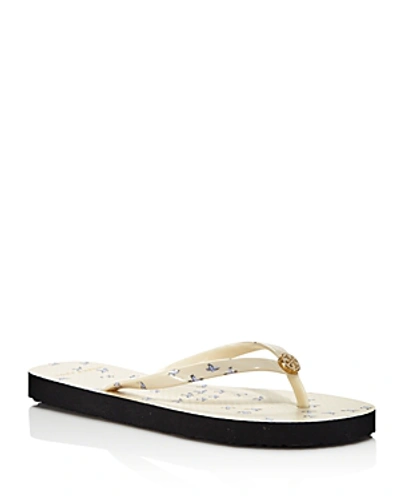 Shop Tory Burch Printed Thin Flip-flops In Ivory Early Bird