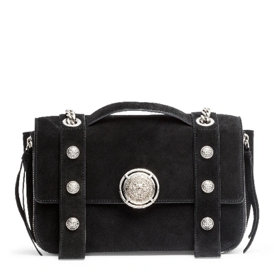 Shop Balmain Black Suede Shoulder Bag