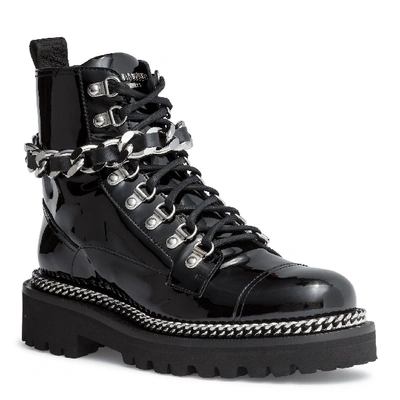 Shop Balmain Army Black Patent Leather Boots