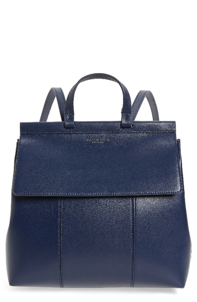 Shop Tory Burch Block T Leather Backpack - Blue In Royal Navy