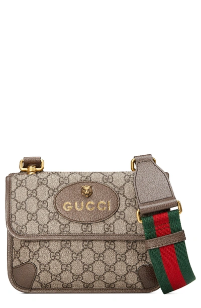 Shop Gucci Small Gg Supreme Canvas Messenger Bag In Beige Ebony/ New Acero