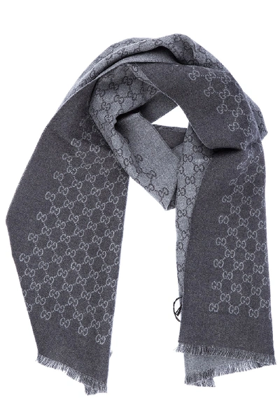 Shop Gucci Men's Wool Scarf In Grey