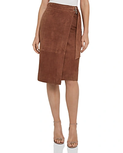 Shop Reiss Milly Suede Wrap Skirt In Brown