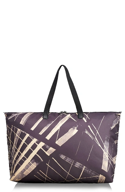 Shop Tumi Voyageur Just In Case Packable Nylon Tote - Grey In Lines Print