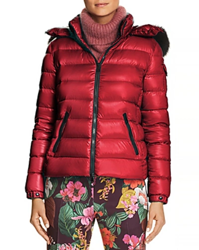 Shop Moncler Bady Fur Jacket In Dark Red
