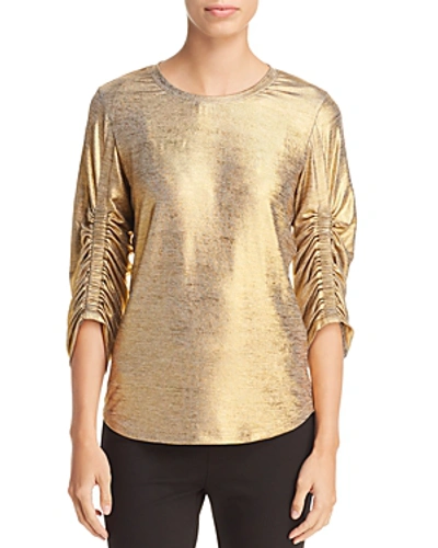 Shop Kobi Halperin Calisa Metallic Knit Top In Gold