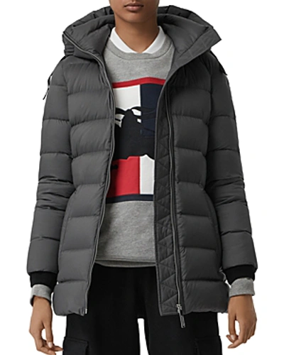 Shop Burberry Limehouse Mid Length Down Puffer Coat In Mid Gray