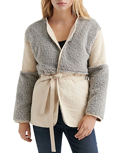 Shop Lucky Brand Faux Shearling Wrap Jacket In Medium Gray