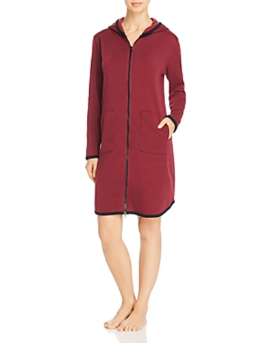 Shop Naked In Or Out Fleece Long Hoodie In Pinot Noir