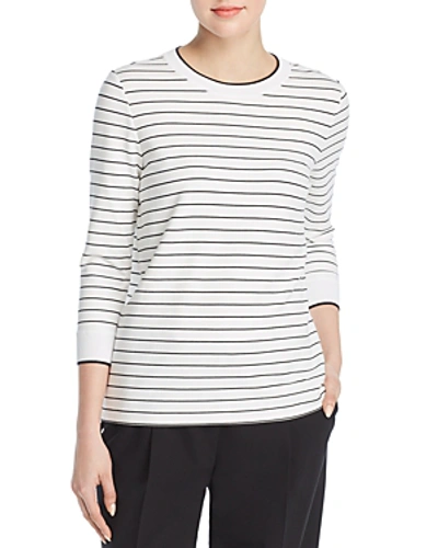 Shop Lafayette 148 Delma Striped Top In Cloud/black